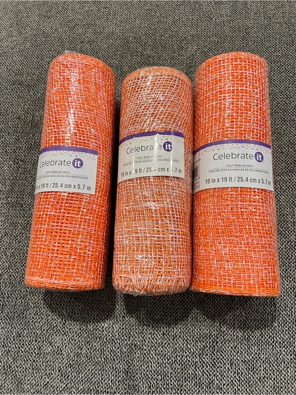 Celebrate It Bright Orange Mesh Roll Set - 3 Pack